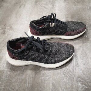 Adidas Pure Boost Ladies Size 9 Black White Red Lightweight Sneakers